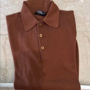 Brown Polo Shirt with Classic Collar and Soft Knit Texture